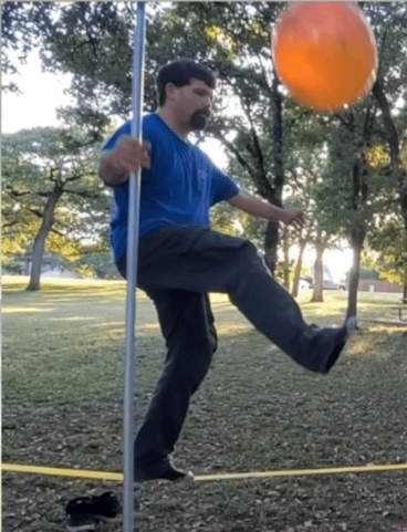 slackline and beachball balance Physical Fitness Program in Keller TX | Serving Hurst, Watauga, Colleyville & NRH